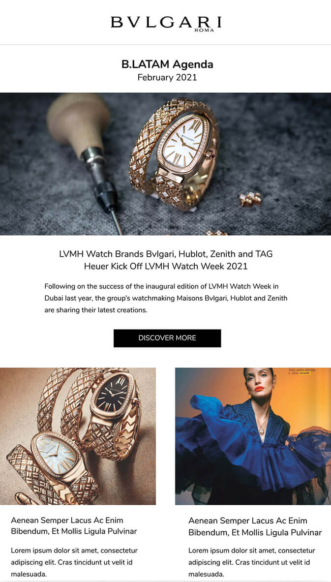 Email Design for Bulgari